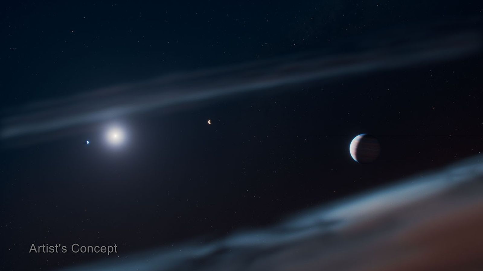 Artist's concept of the Beta Pictoris system showing the newly discovered planet Beta Pictoris d