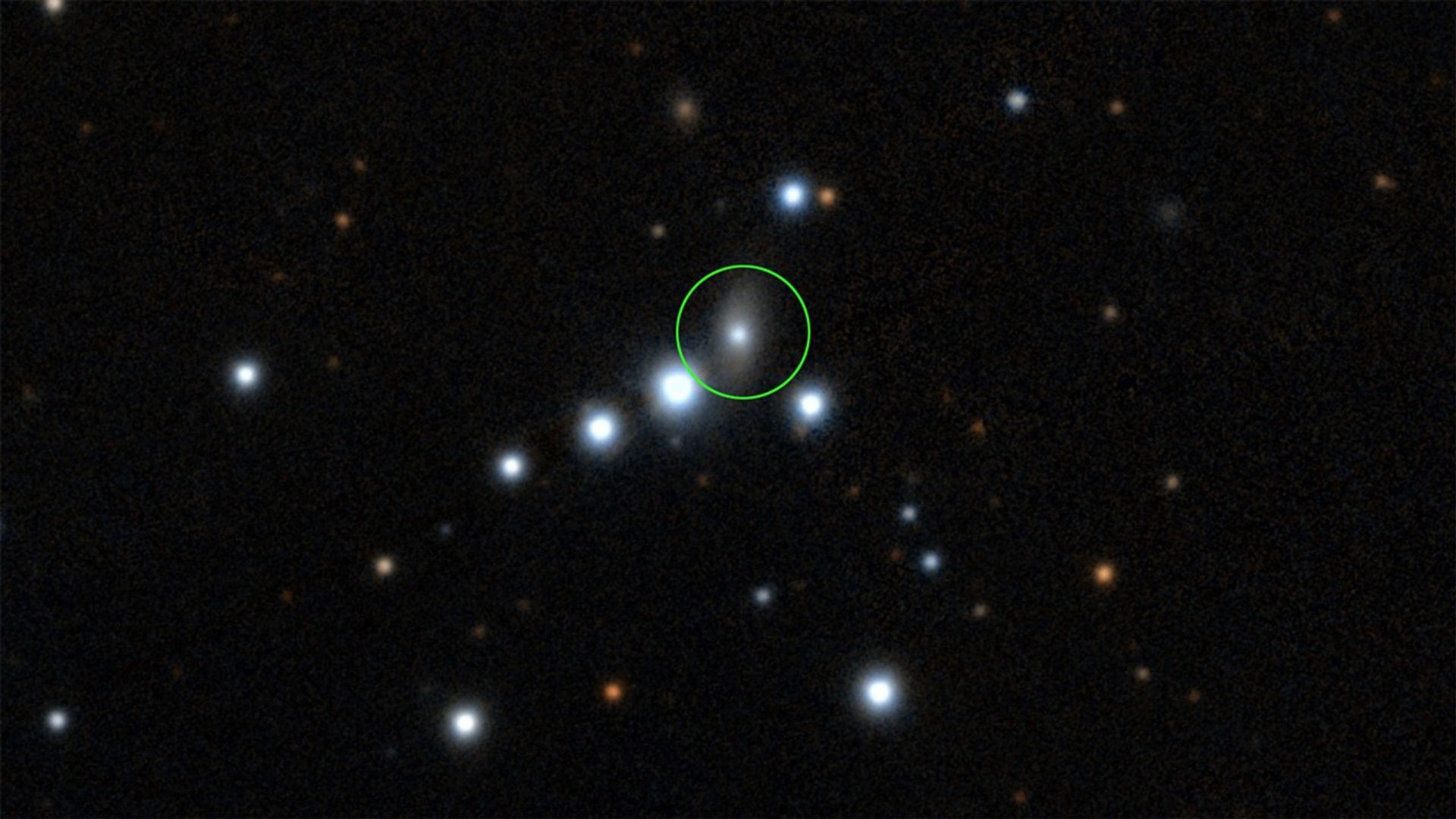 Sky image with active galaxy 1ES 1927 circled