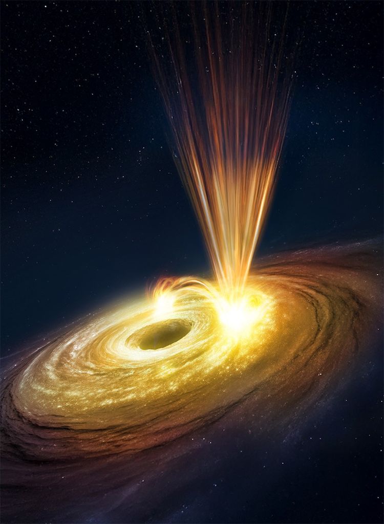 Artist's concept of a supermassive black hole ejecting high speed gas