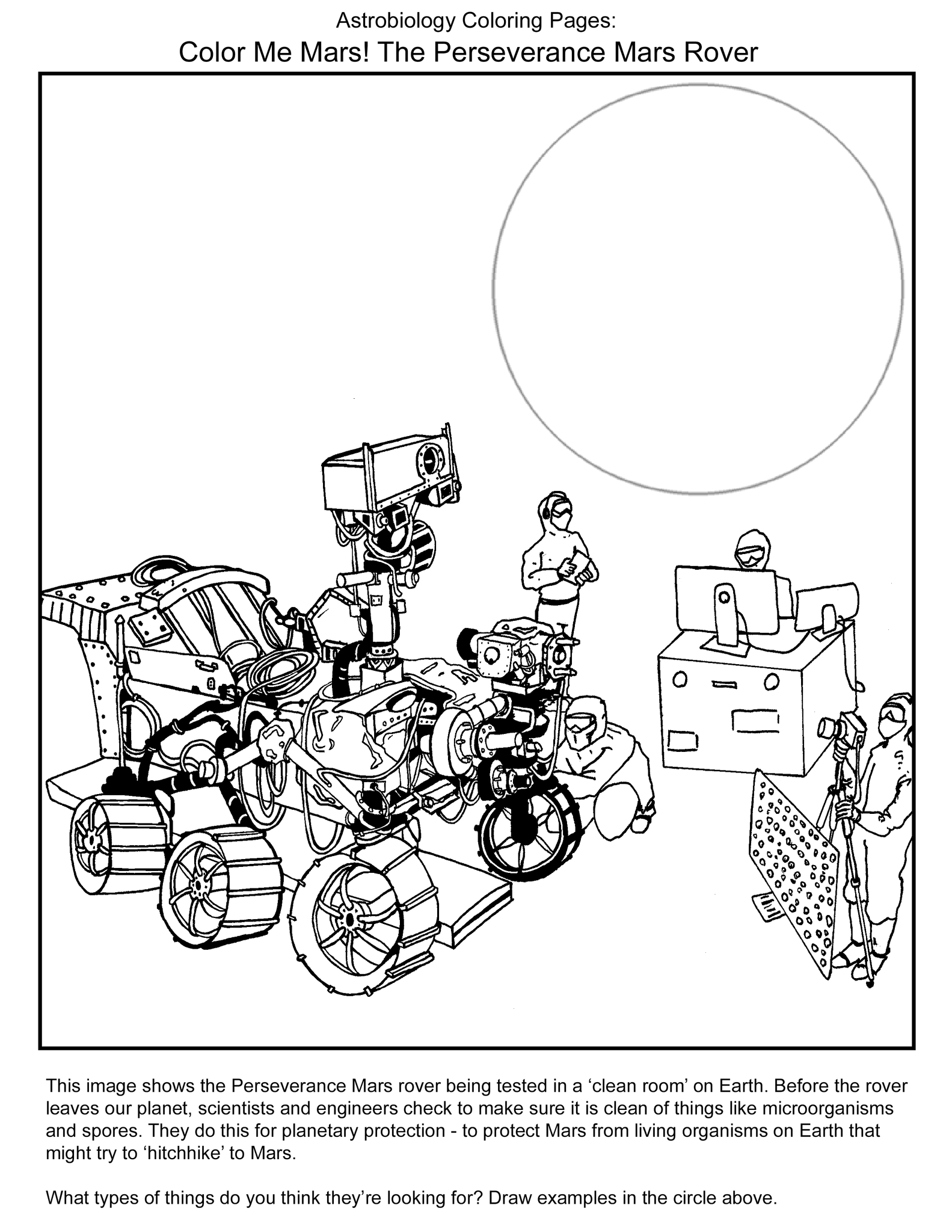 This image shows the Perseverance Mars rover being tested in a ‘clean room’ on Earth.
