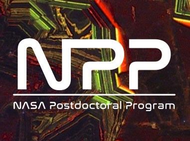 NASA Postdoctoral Program Logo over dolomite cave background.