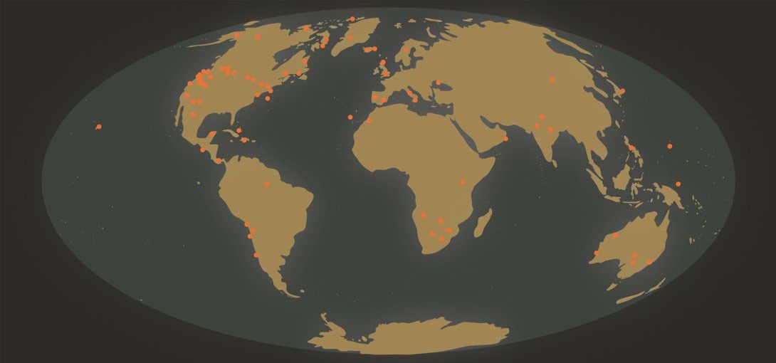Oval shaped world map