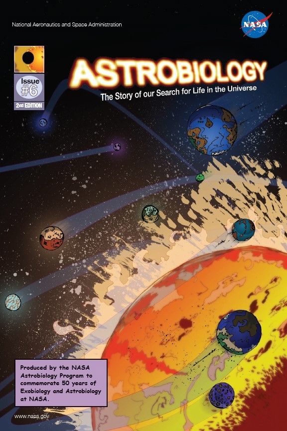 A large, flaming star fills the bottom right of the image. Exoplanets of various sizes are in orbit around the star, with most flying past on a single plane. However, a few fly through the image outside of that plane.