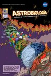 The cover of Issue 9 shows a series of planets representing disciplines of astrobiology. In front is geology, a rocky planet with volcanoes. An ocean world is half ice, half water. A microbial planet is a ball of cells. Chemistry is a ball of molecules.