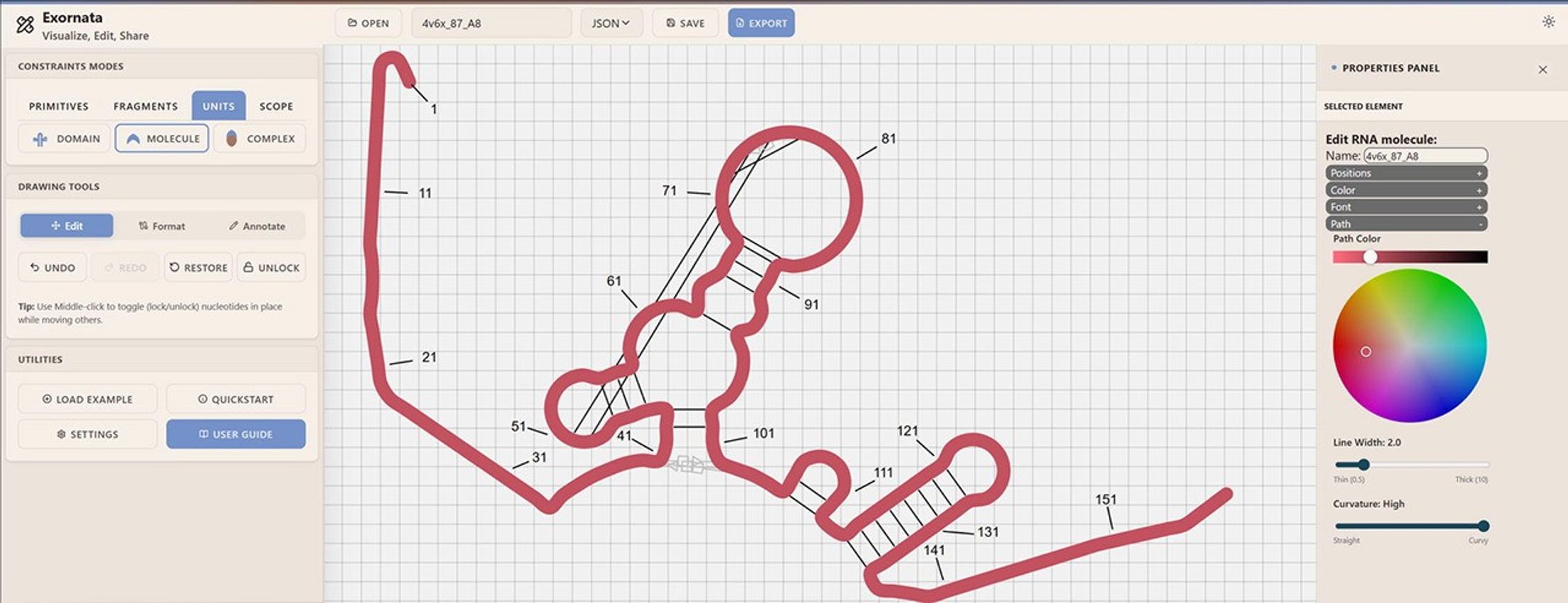 Red lines depicting a molecular structure created in a grid application