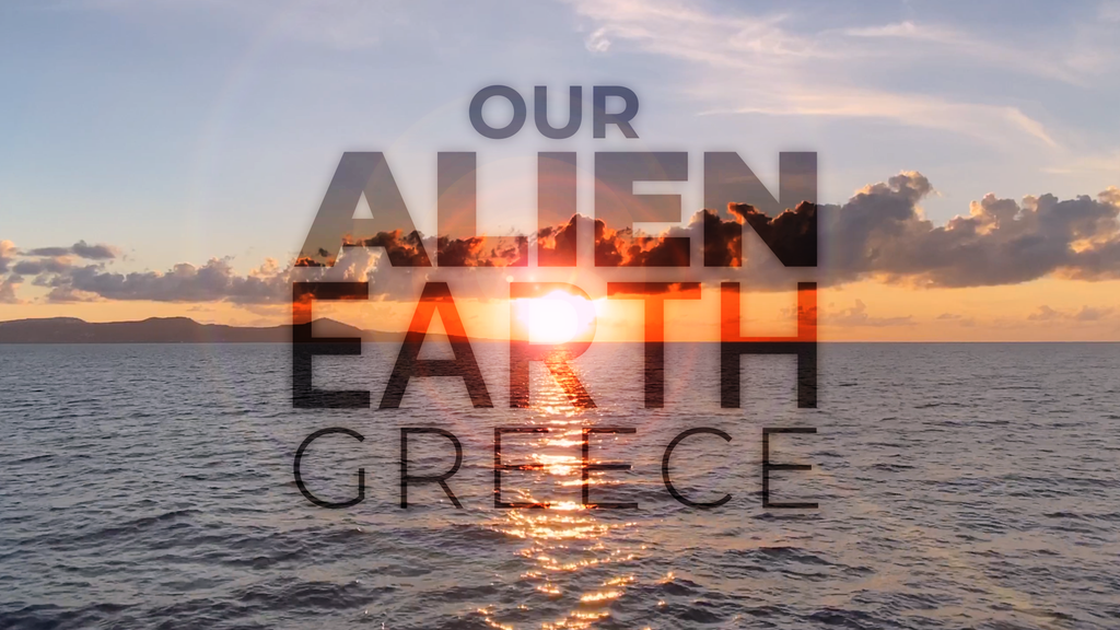 Title image for episode 3 of Our Alien Earth, depicting an aerial view of the Aegean sea and the islands of Greece.