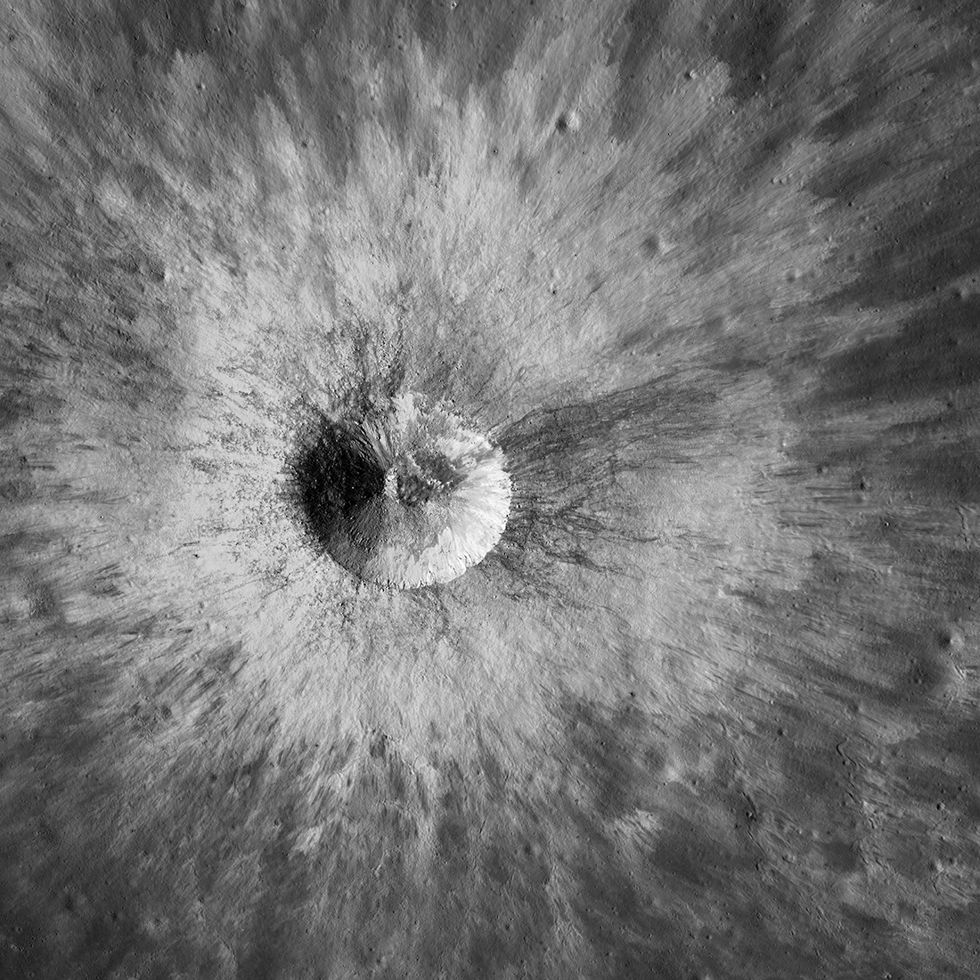 Close-up photo of a Moon crater