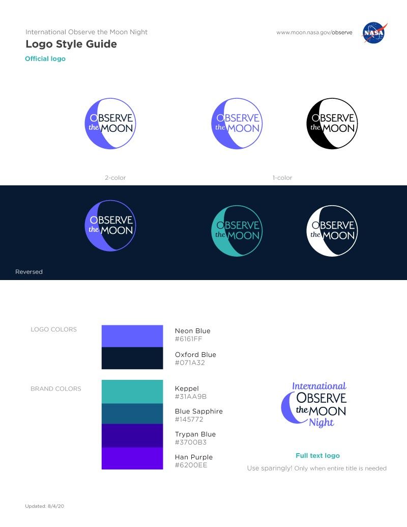 Layout with Logos and and colors for usage for International Observe the Moon Night.