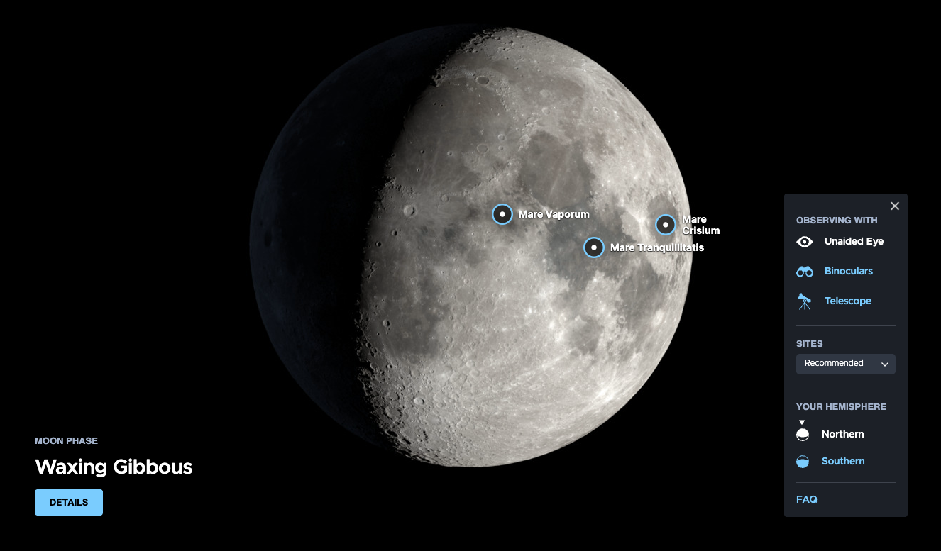 Daily Moon observing guide screenshot