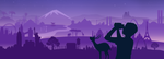Ilustración estilizada de un paisaje imaginario con lugares emblemáticos del mundo de fondo. En primer plano, siluetas de personas mirando hacia el cielo nocturno.