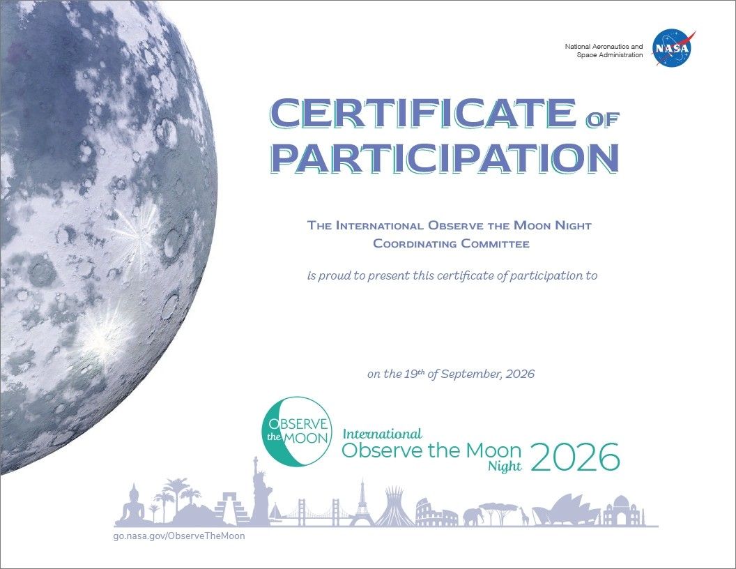 Image of Certificate of Participation for International Observe the Moon Night 2026