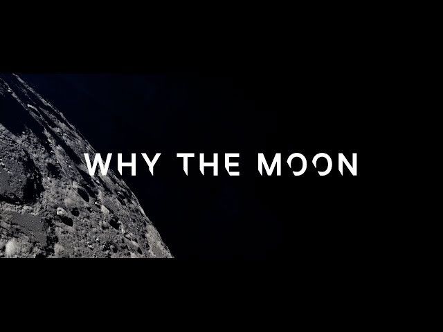 A part of the Moon's cratered surface is shown. The text "WHY THE MOON" is displayed at center.