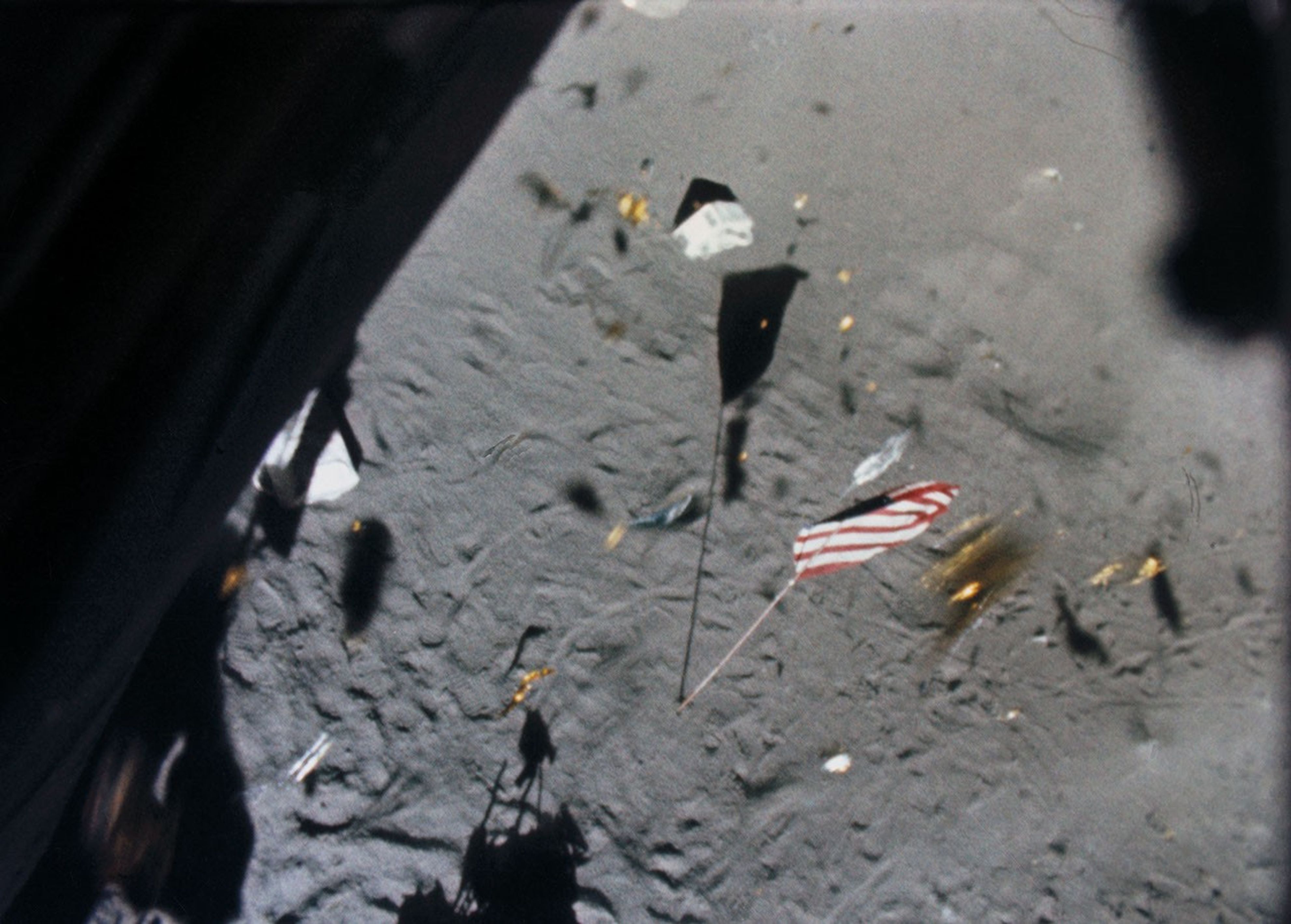 gear scattering on the Moon's gray surface 