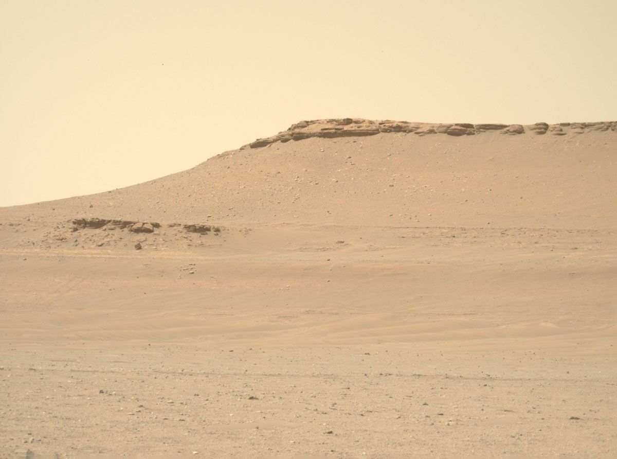 NASA's Mars Perseverance rover acquired this image using its Left Mastcam-Z camera. Mastcam-Z is a pair of cameras located high on the rover's mast.