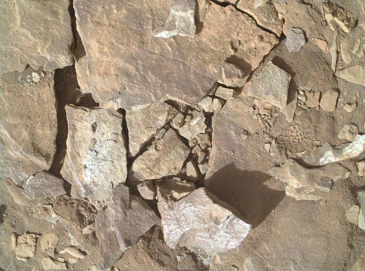 NASA's Mars Perseverance rover acquired this image using its SHERLOC WATSON camera, located on the turret at the end of the rover's robotic arm.