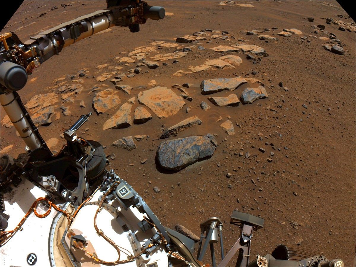 This is a colored image taken by the Perseverance rover of the Martian rock nicknamed