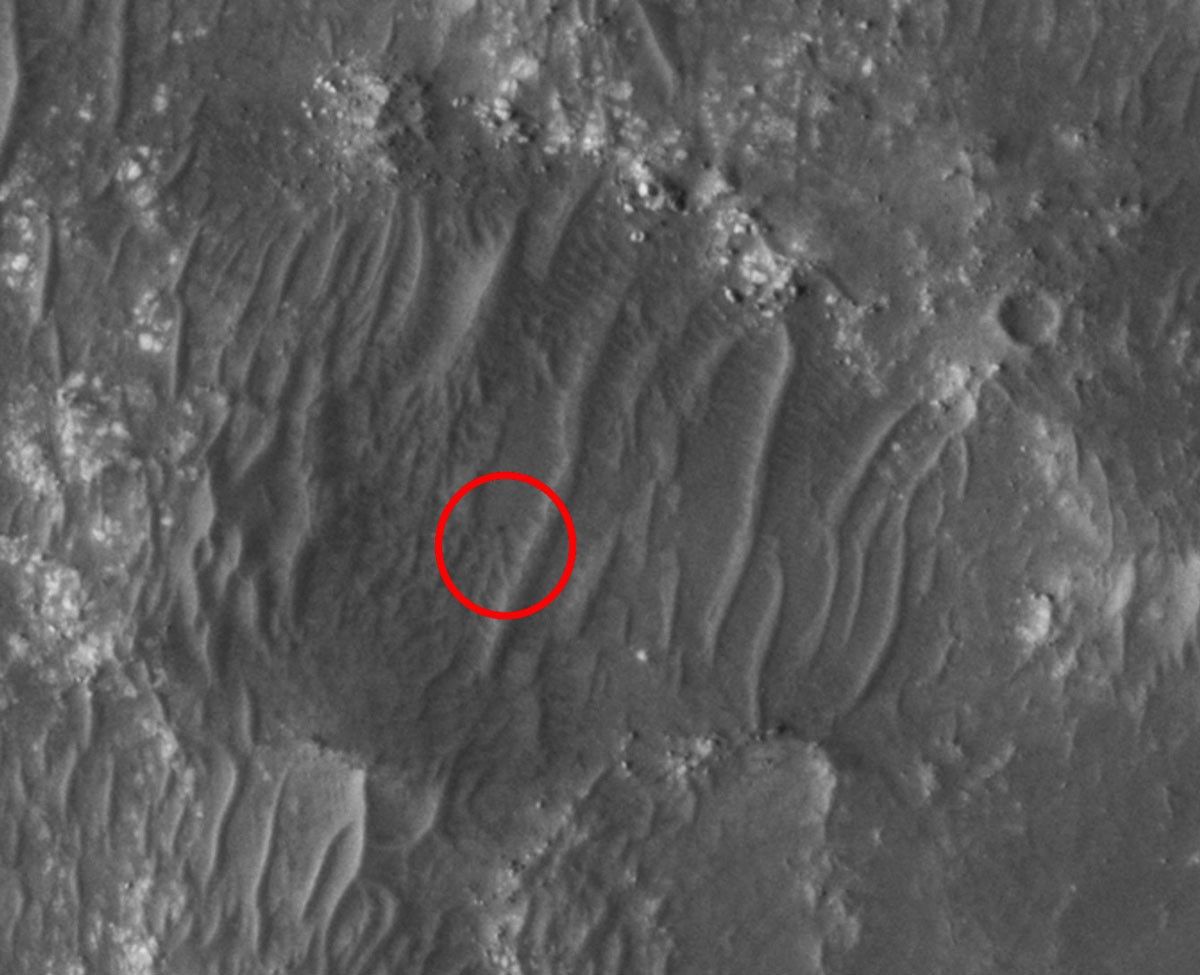 Figure B is a close-up of the image with Ingenuity circled.