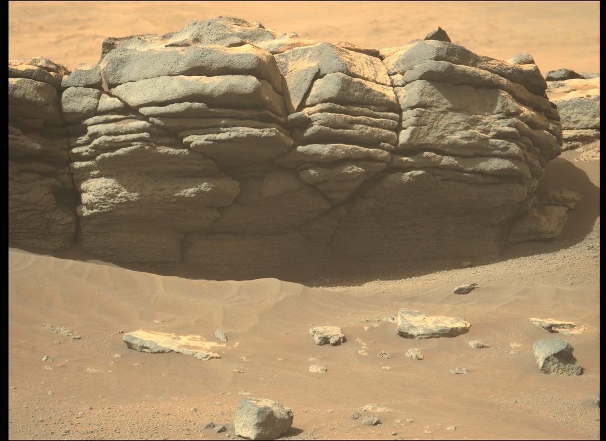 NASA's Mars Perseverance rover acquired this image using its Left Mastcam-Z camera. Mastcam-Z is a pair of cameras located high on the rover's mast.