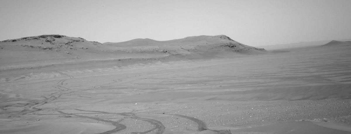 NASA's Mars Perseverance rover acquired this image using its onboard Left Navigation Camera (Navcam). The camera is located high on the rover's mast and aids in driving.