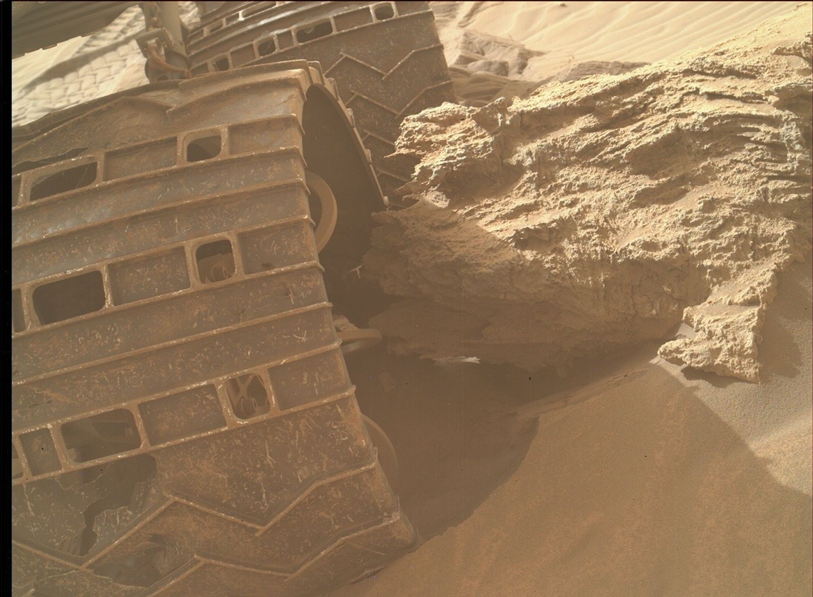 NASA's Mars rover Curiosity acquired this image using its Mars Hand Lens Imager (MAHLI), located on the turret at the end of the rover's robotic arm, on April 17, 2022, Sol 3447 of the Mars Science Laboratory Mission.