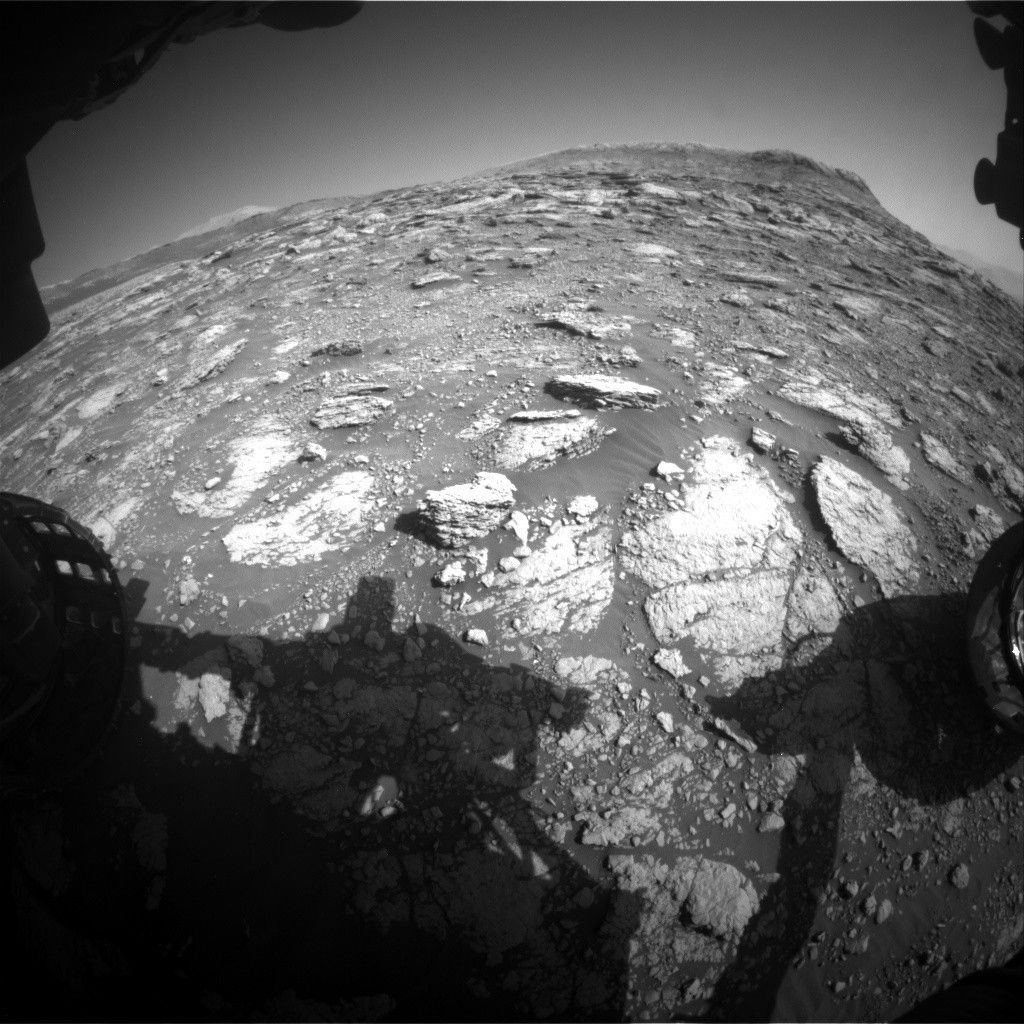 Front Hazard Camera image shows our current workspace, with Central Butte in the background.