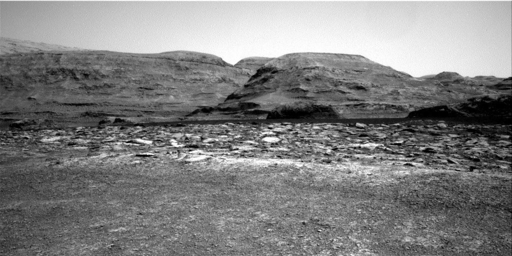 black and white photo of surface of Mars