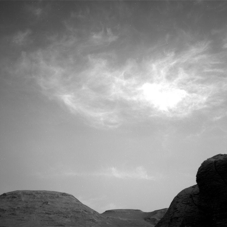 Black and white view of Mars