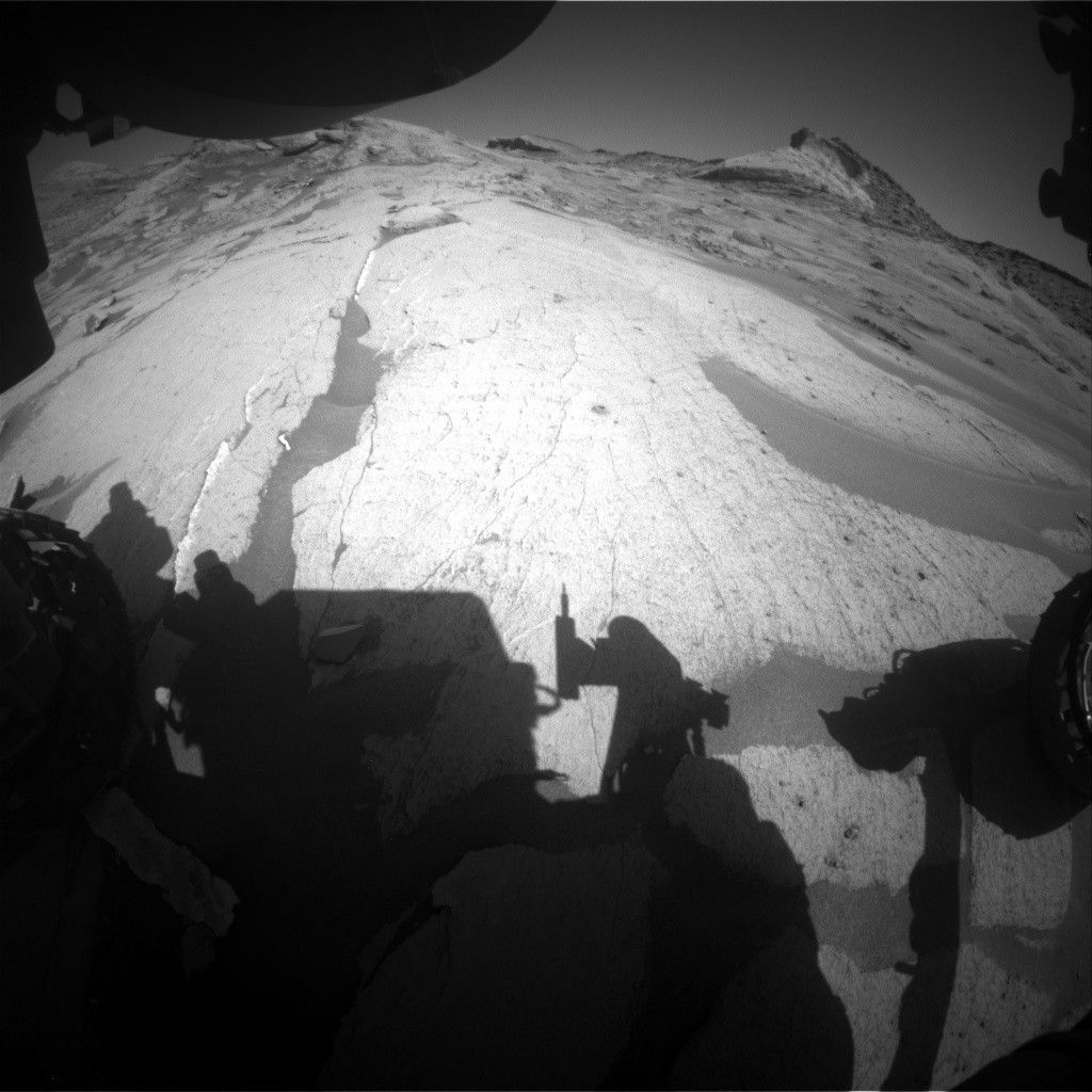 This is a black and white image of the drill hole, "Maria Gordon", and the prominent hill, "Siccar Point".