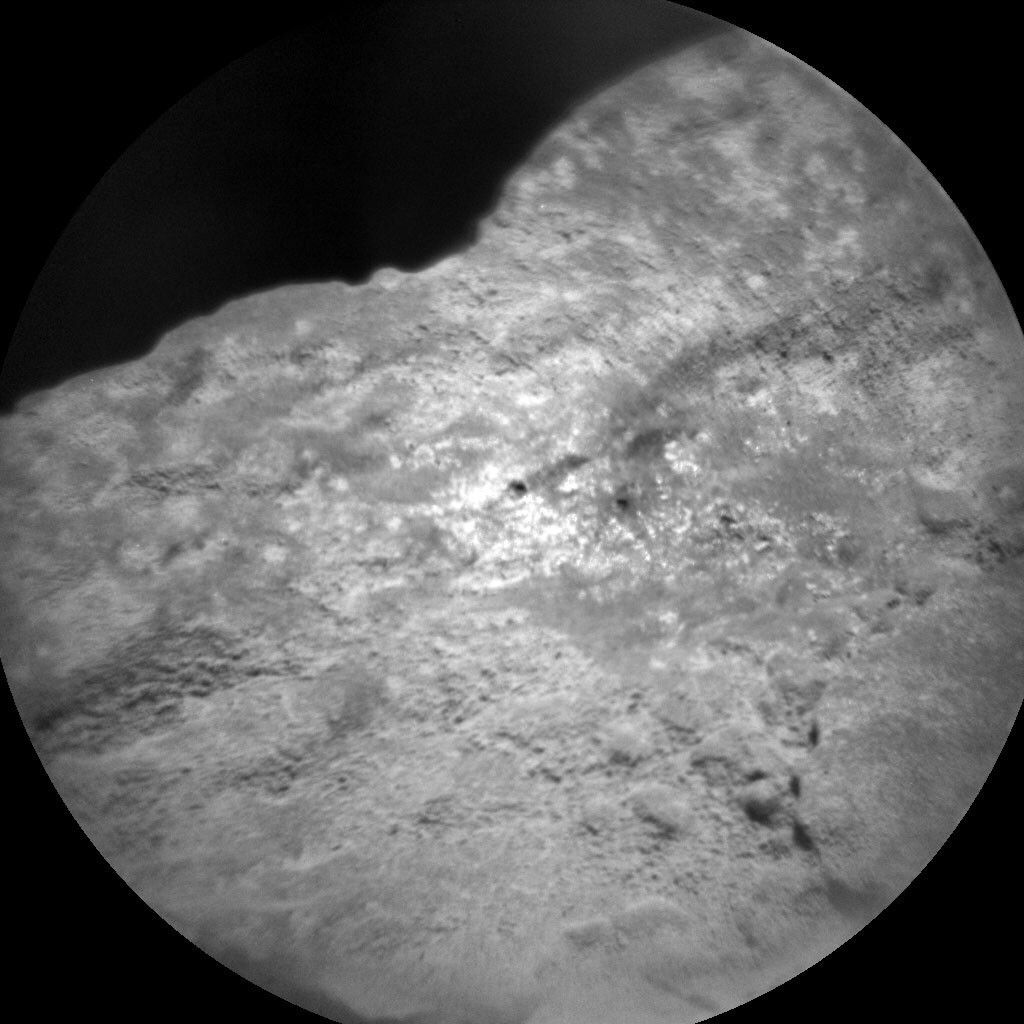 ChemCam remote imager picture that shows some of the laser spots on the target 'Roaring River.'