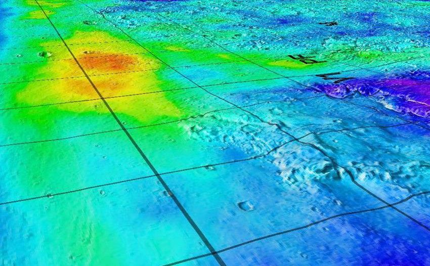 This image superimposes Gamma-Ray Spectrometer data from NASA's Mars Odyssey orbiter onto topographic data from the laser altimeter on NASA's Mars Global Surveyor.