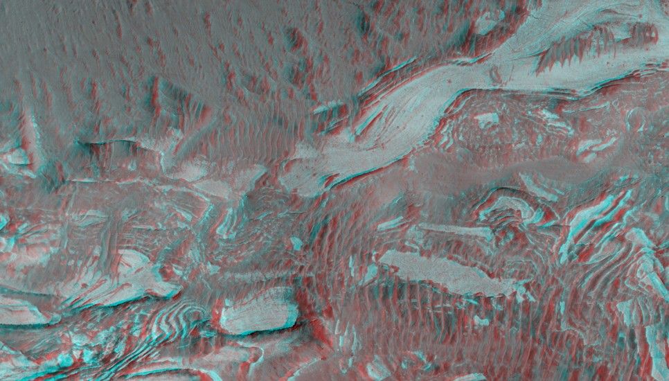 This HiRISE image shows a mixture of bright and dark units.