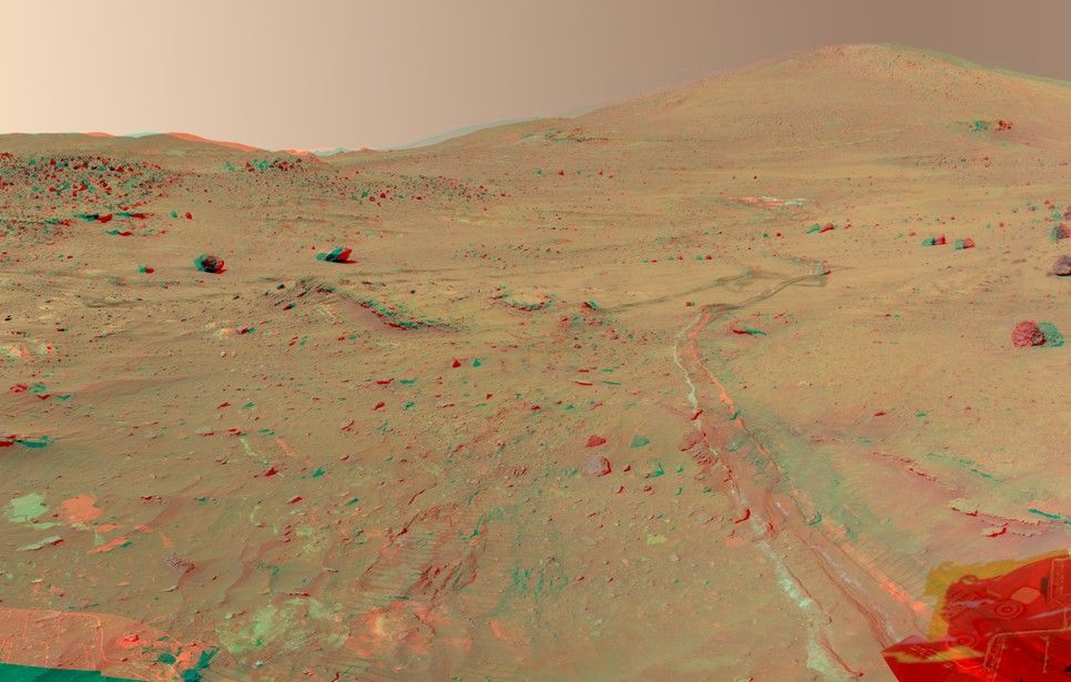 This 360-degree view, called the "McMurdo" panorama, comes from the panoramic camera (Pancam) on NASA's Mars Exploration Rover Spirit.