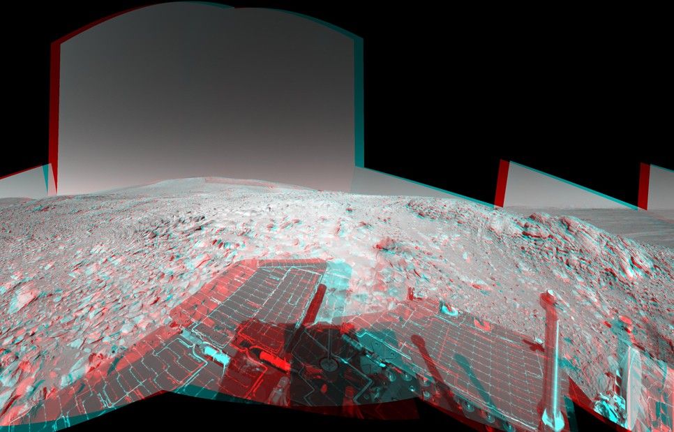NASA's Mars Exploration Rover Spirit traveled more than 3 kilometers (2 miles) to reach the "Columbia Hills" pictured here.