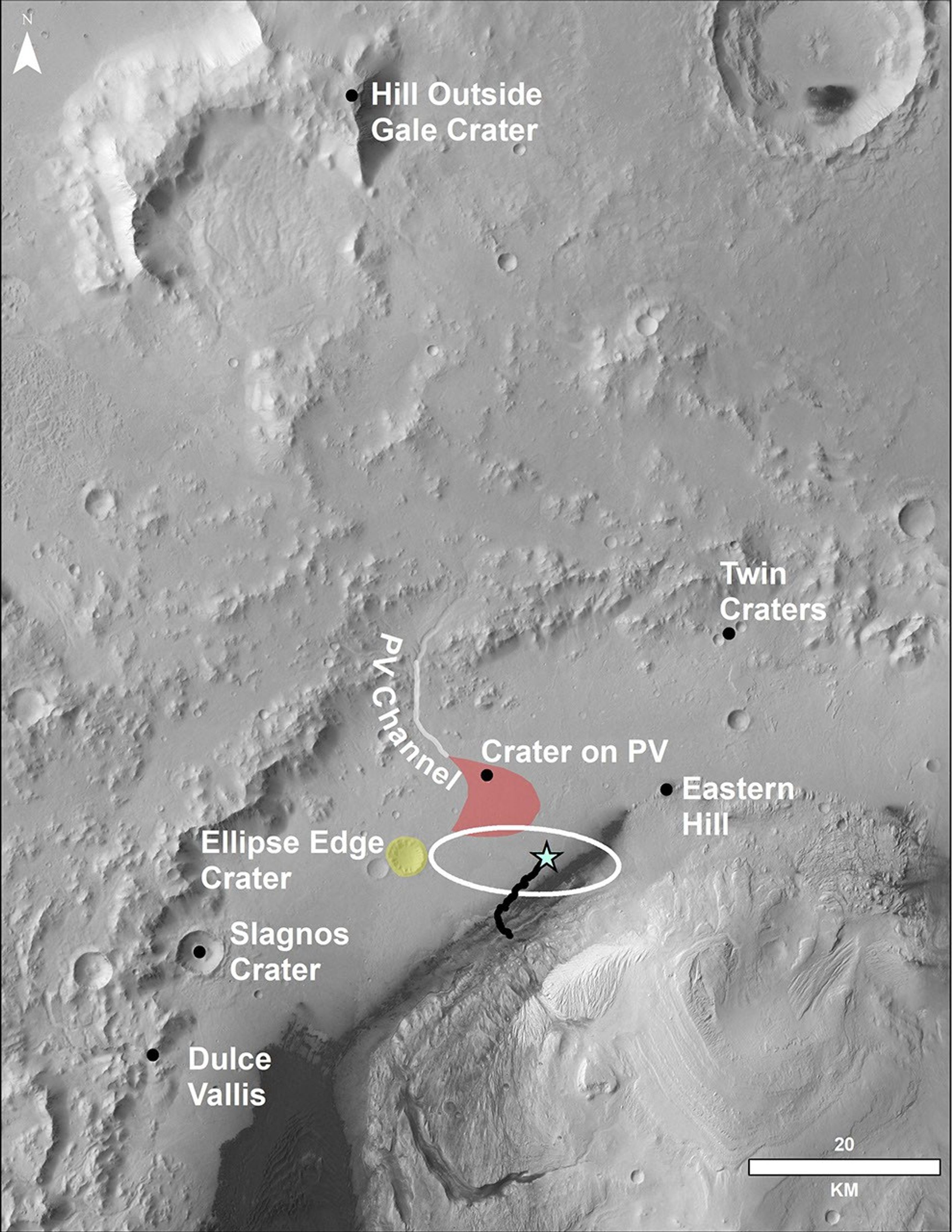 
			Locator Map for Features in Curiosity Panorama - NASA Science			