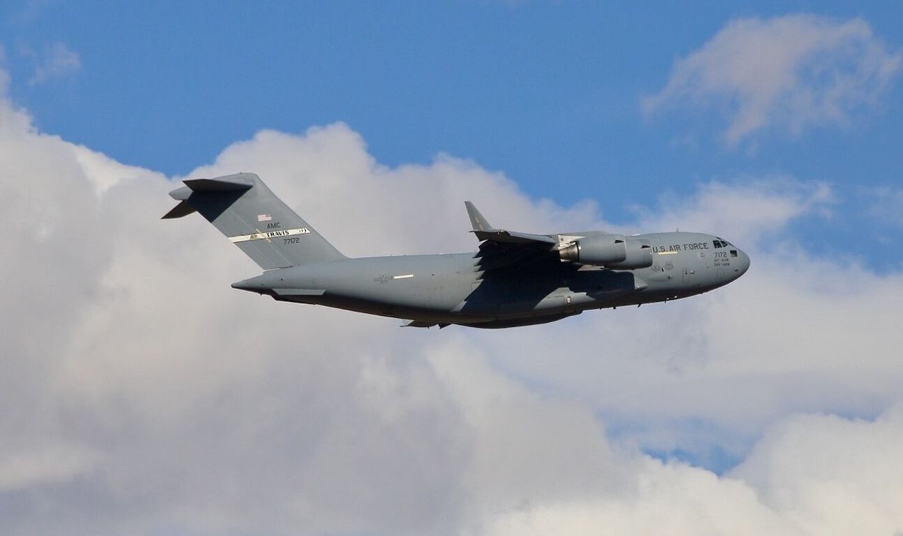 military transport aircraft in flight