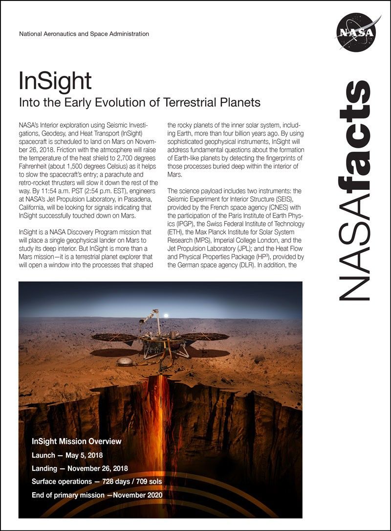 
			InSight Fact Sheet - NASA Science			