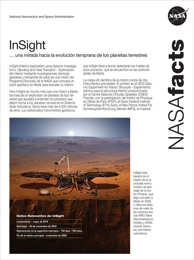 
			InSight Fact Sheet (Spanish) - NASA Science			