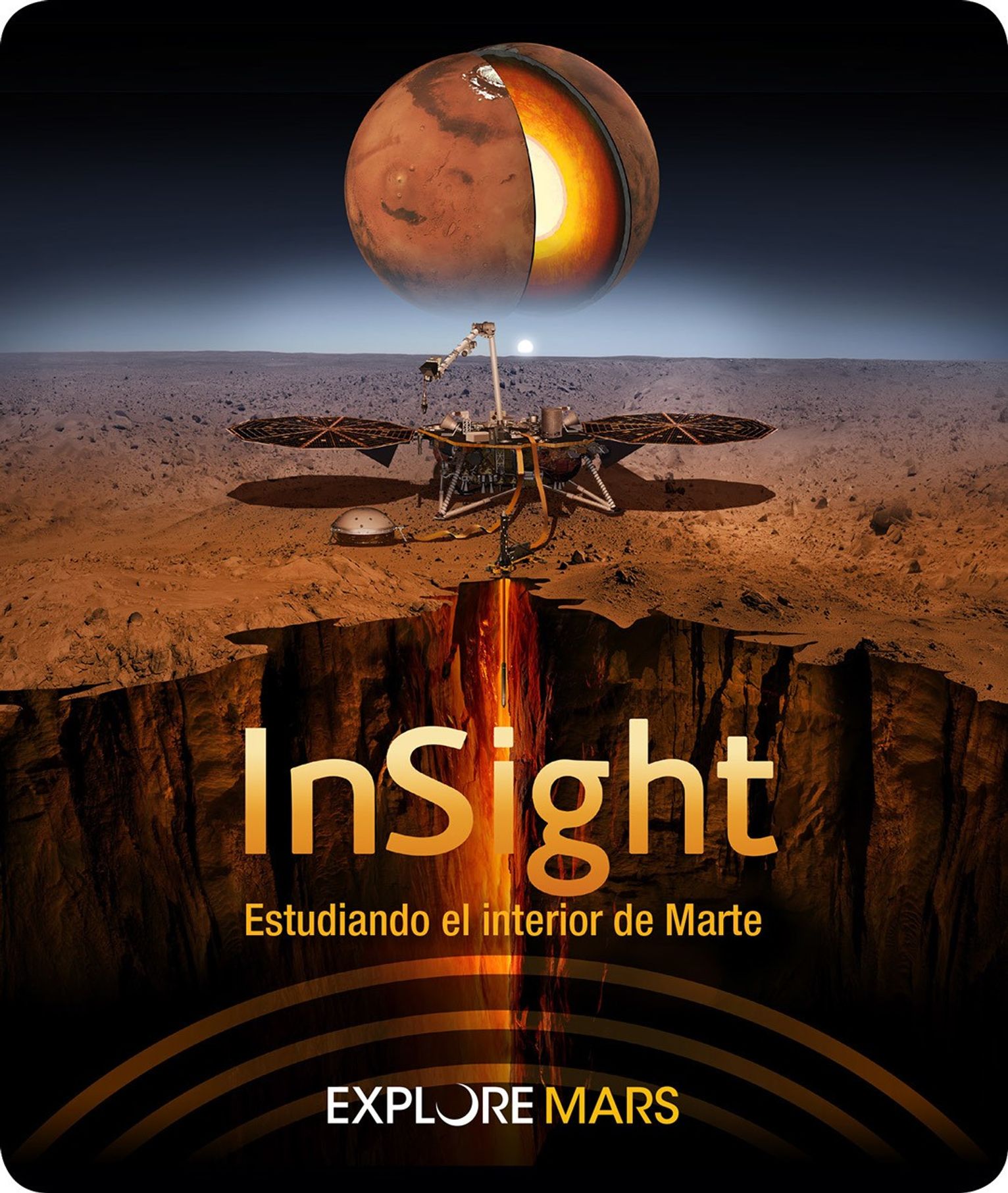 Download a PDF of the InSight landing sticker in Spanish.