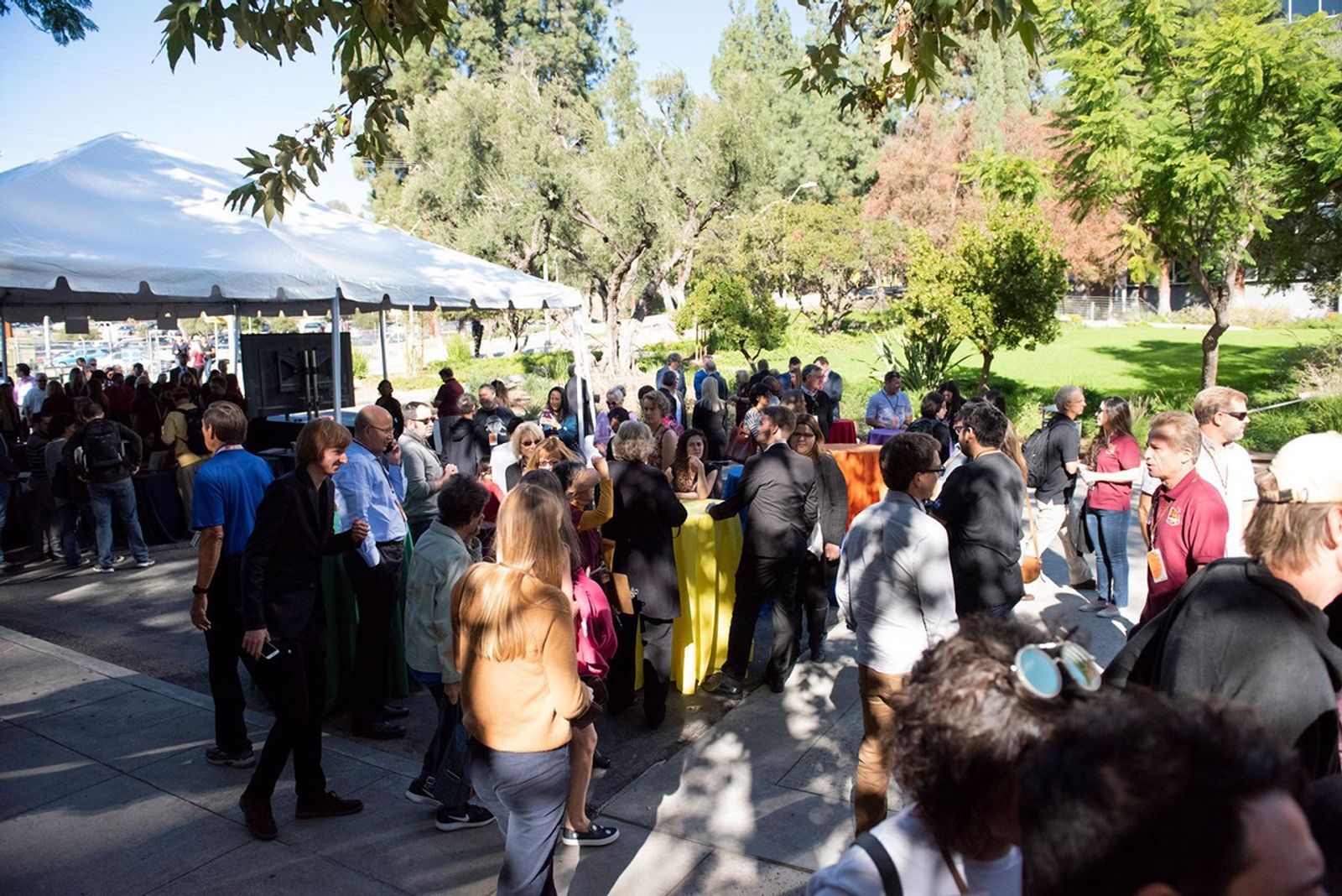Employees and visitors at NASA's Jet Propulsion Laboratory gather on Nov. 26, 2018, to watch InSight land on Mars.
