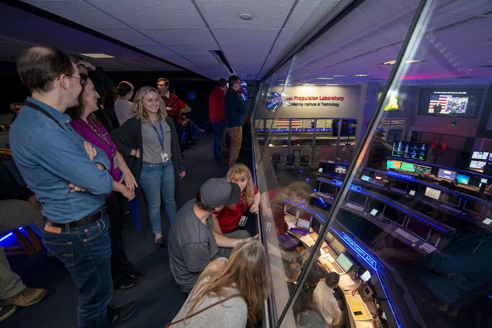 The close camaraderie among scientists and engineers who worked on NASA’s Opportunity rover is evident in this image from Feb. 12, 2019, at NASA’s Jet Propulsion Laboratory in Pasadena, California.