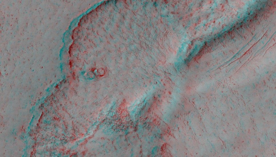 This image covers the margin of a lava flow in Elysium Planitia