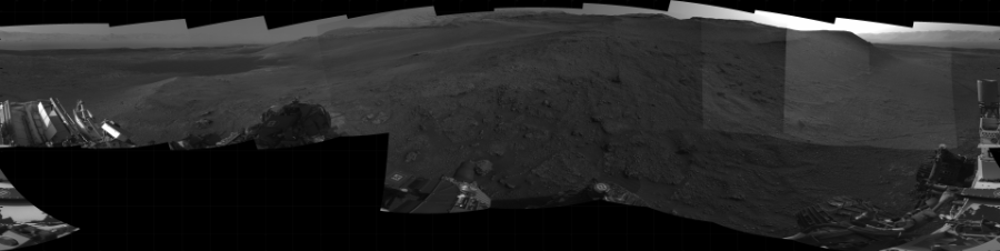 NASA's Mars rover Curiosity took 19 images in Gale Crater using its mast-mounted Right Navigation Camera (Navcam) to create this mosaic. The seam-corrected mosaic provides a 360-degree cylindrical projection panorama of the Martian surface centered at 134 degrees azimuth (measured clockwise from north). Curiosity took the images on October 30, 2020, Sol 2926 of the Mars Science Laboratory mission at drive 306, site number 83. The local mean solar time for the image exposures was from 4 PM to 5 PM. Each Navcam image has a 45 degree field of view. CREDIT: NASA/JPL-Caltech