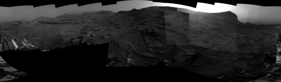 NASA's Mars rover Curiosity took 31 images in Gale Crater using its mast-mounted Right Navigation Camera (Navcam) to create this mosaic. The seam-corrected mosaic provides a 360-degree cylindrical projection panorama of the Martian surface centered at 182 degrees azimuth (measured clockwise from north). Curiosity took the images on May 20, 2022, Sol 3478 of the Mars Science Laboratory mission at drive 1170, site number 95. The local mean solar time for the image exposures was from 4 PM to 5 PM. Each Navcam image has a 45 degree field of view. CREDIT: NASA/JPL-Caltech