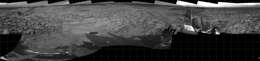 NASA's Mars rover Curiosity took 19 images in Gale Crater using its mast-mounted Left Navigation Camera (Navcam) to create this mosaic. The seam-corrected mosaic provides a 360-degree cylindrical projection panorama of the Martian surface centered at 180 degrees azimuth (measured clockwise from north). Curiosity took the images on November 19, 2015, Sol 1168 of the Mars Science Laboratory mission at drive 268, site number 51. The local mean solar time for the image exposures was from 2 PM to 4 PM. Each Navcam image has a 45 degree field of view. CREDIT: NASA/JPL-Caltech