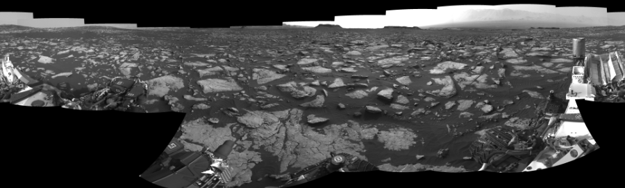 NASA's Mars rover Curiosity took 19 images in Gale Crater using its mast-mounted Right Navigation Camera (Navcam) to create this mosaic. The seam-corrected mosaic provides a 360-degree cylindrical-perspective projection panorama of the Martian surface suitable for stereo viewing, centered at 22 degrees azimuth (measured clockwise from north). This single-eye view must be combined with the partner left image to be viewed in stereo.  Curiosity took the images on November 04, 2016, Sol 1509 of the Mars Science Laboratory mission at drive 1260, site number 59. The local mean solar time for the image exposures was 4 PM. Each Navcam image has a 45-degree field of view. CREDIT: NASA/JPL-Caltech