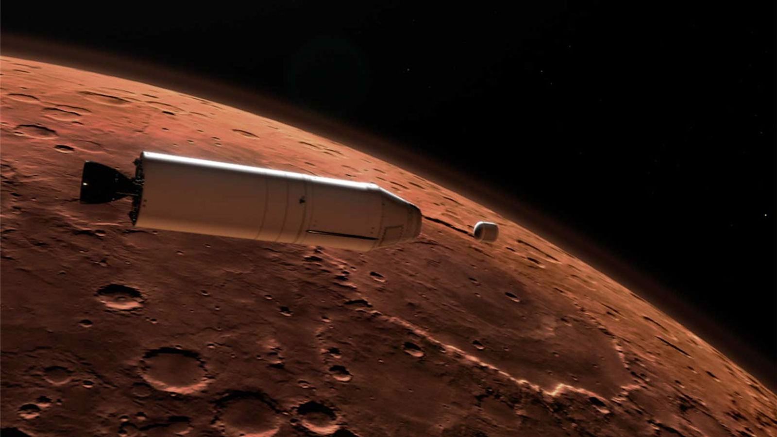 
			Mars Ascent Vehicle Deploying Sample Container in Orbit (Artist's Concept) - NASA Science			