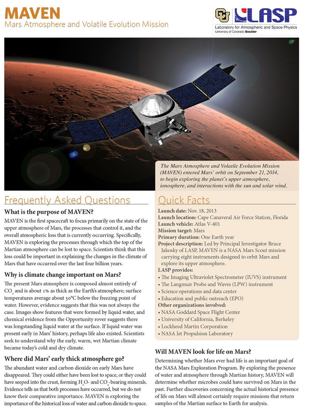 
			MAVEN FAQs - NASA Science			