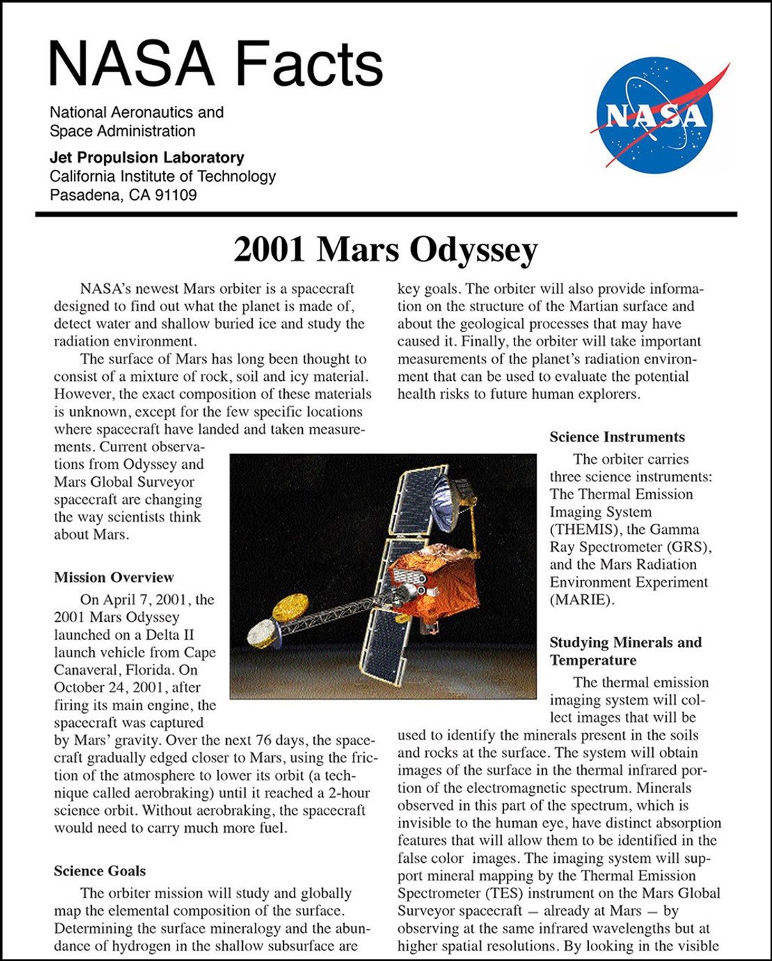 Odyssey Fact Sheet - NASA Science