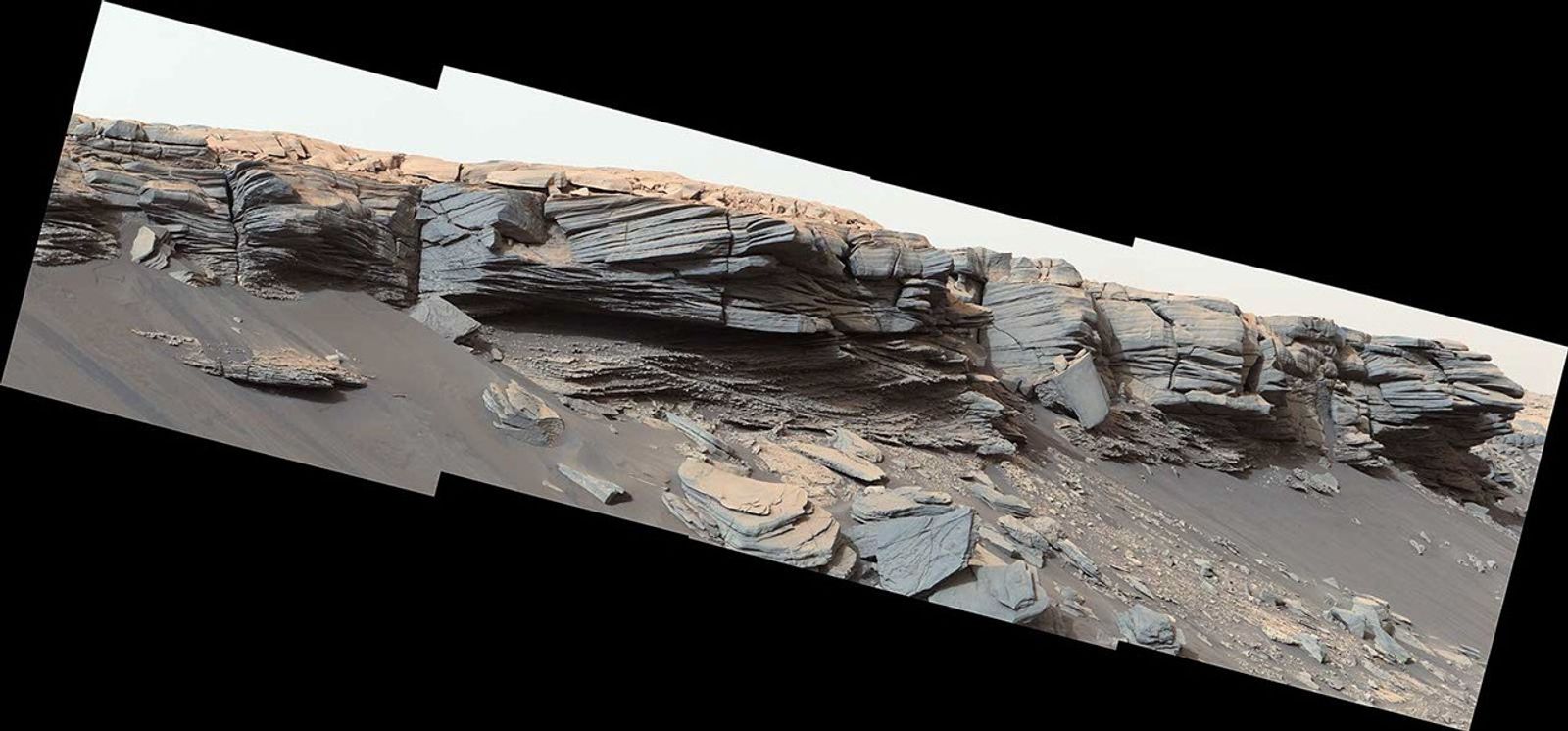 The goosebump-like features in the center of this image were formed by water billions of years ago. NASA's Curiosity Mars rover discovered them as it crested the slope of "Greenheugh Pediment" on Feb. 24, 2020, the 2685th Martian day, or sol, of the mission.