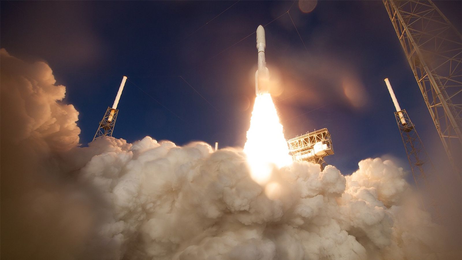 Image shows the dramatic launch of a United Launch Alliance Atlas V rocket with NASA’s Mars 2020 Perseverance rover onboard rom Space Launch Complex 41, Thursday, July 30, 2020, at Cape Canaveral Air Force Station in Florida.